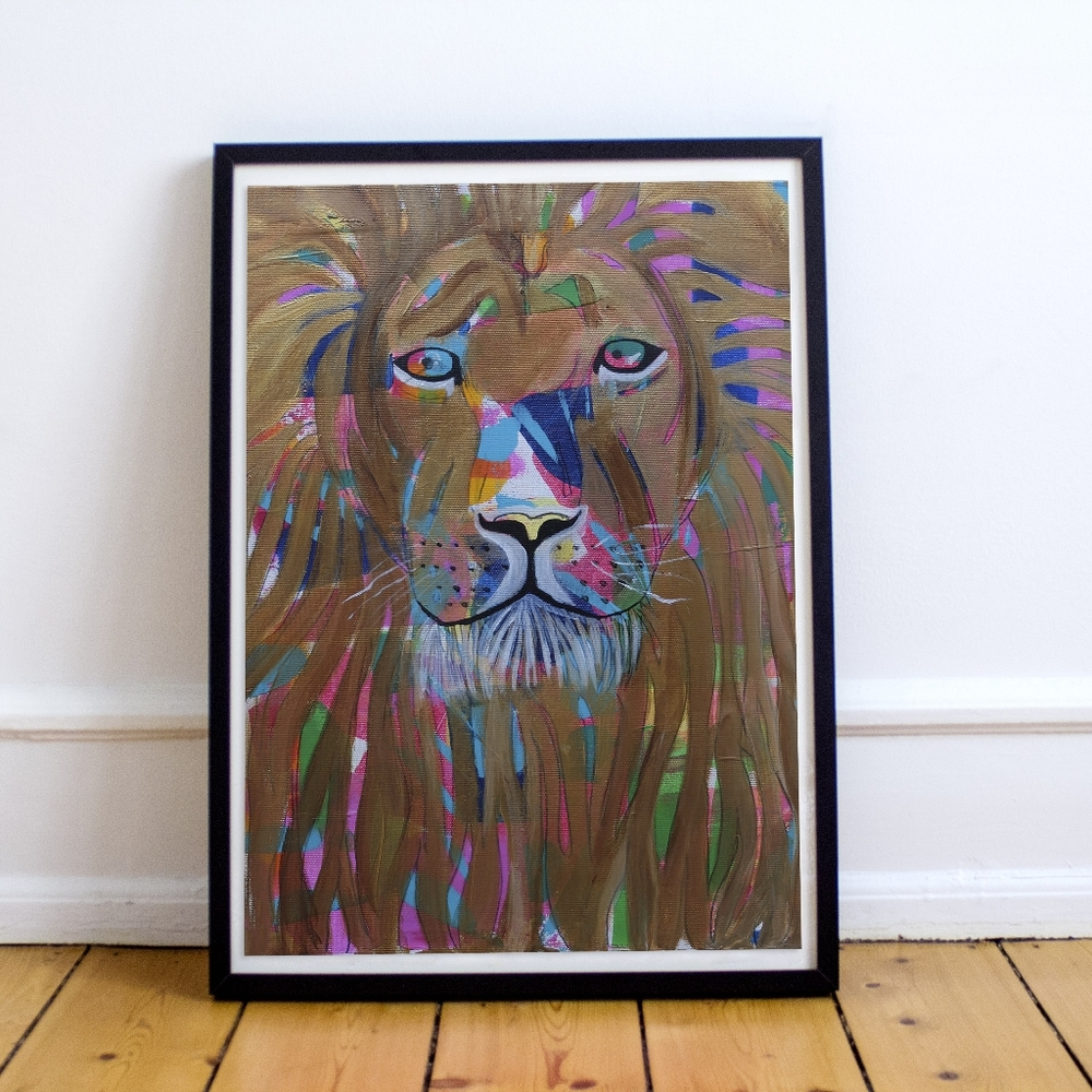 LION ART PRINT, WALL DECOR, ANIMAL ART